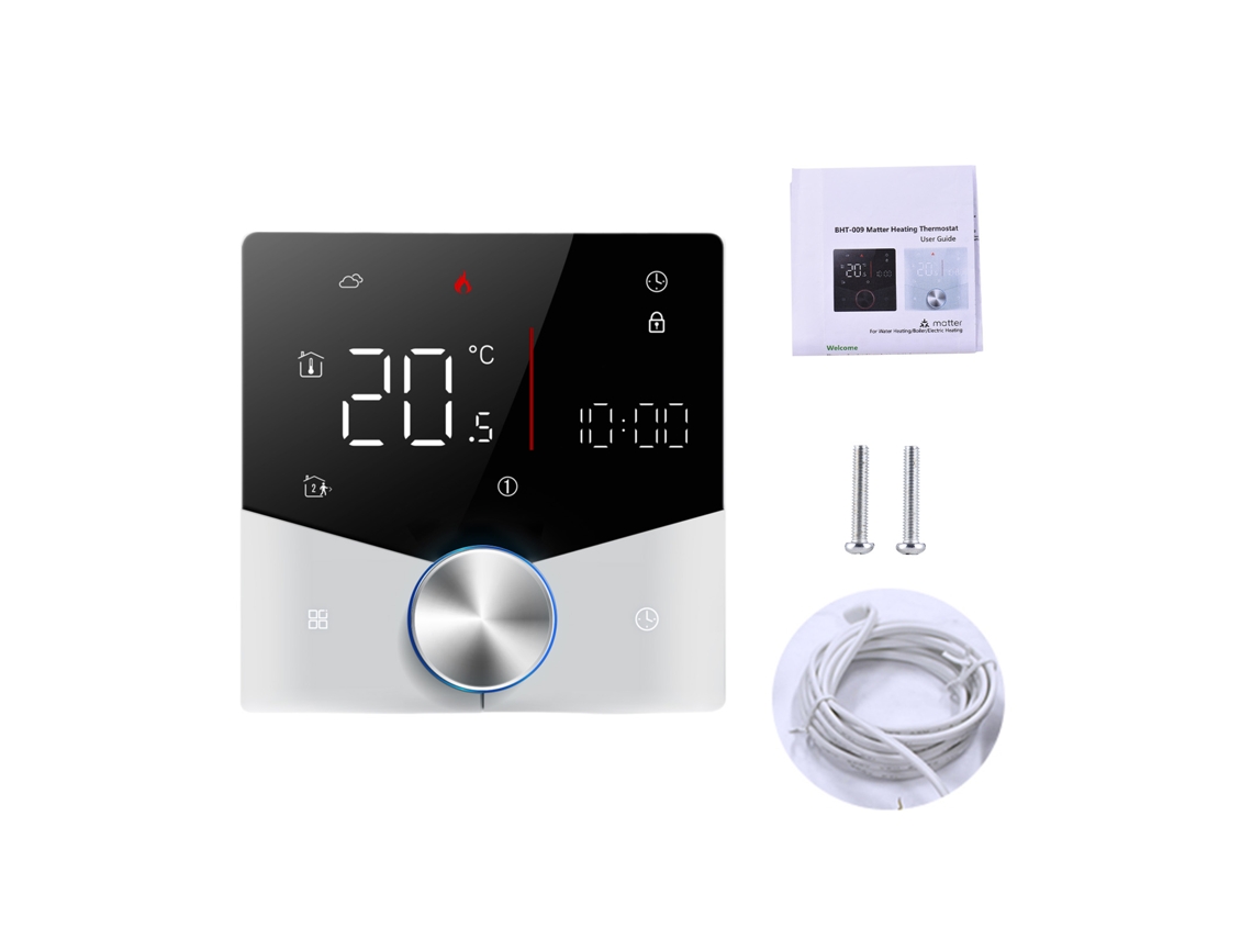 Termostato Inteligente Matter Wifi Para Calefacción Eléctrica Por Suelo Radiante Con Control Por Aplicación Y Voz, Programable 7x6