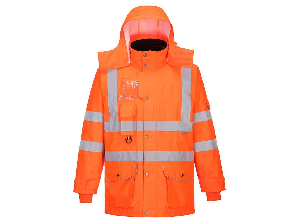 Chaqueta de tráfico transpirable de alta visibilidad 7 en 1 de Portwest / Naranja / S