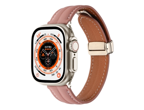 Correa para Smartwatch Cuero Genuino con Hebilla Plegable para Apple Watch Ultra 49mm / Series 8 y 7 45mm / SE 2 y 6 y SE y 5 y 4 44mm / 3 y 2
