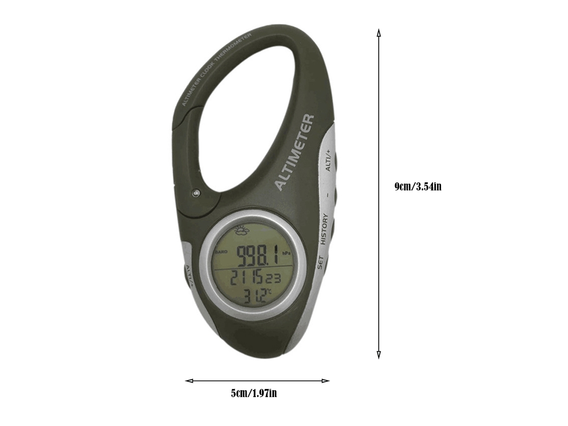 Alerimétrico Para Camping Y Escalada Con Barómetro, Termómetro Y Pronóstico Del Tiempo, Mosquetón Multifuncional.