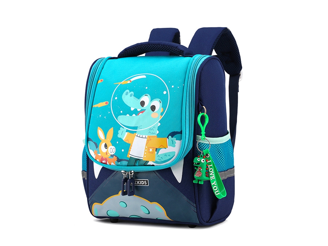 Mochila Infantil Dinosaurio Azul Cyan, Mochilita Lindo Para Jardín De Infantes, Resistente Al Agua Y Segura
