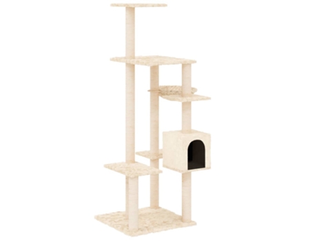 vidaXL Rascador para gatos con postes de sisal color crema 142 cm