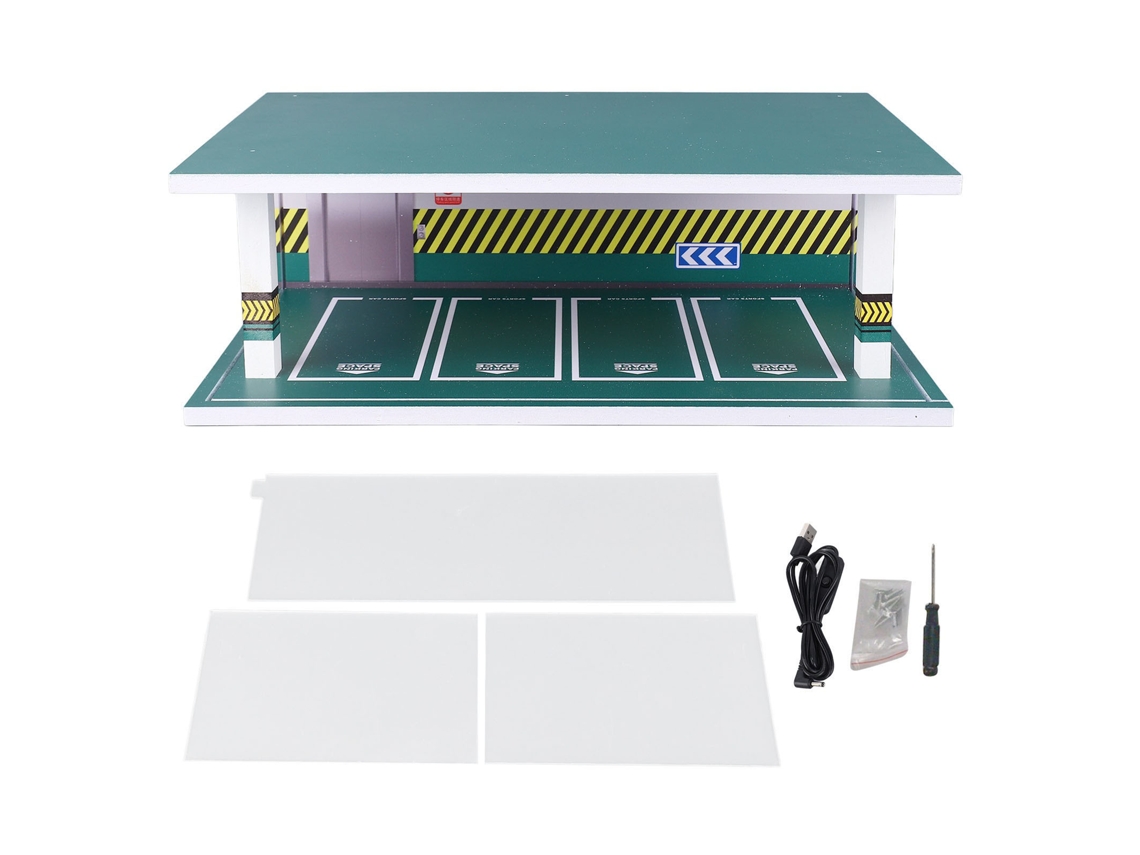 Jinwei-modelo De Estacionamiento 1:32 Con Luces, Estuche De Exhibición Para Garage De Coches