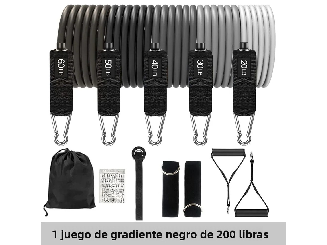 Banda elástica de resistencia con asas, ideal para fisioterapia y modelado corporal. Mdug (negra, 90 kg)