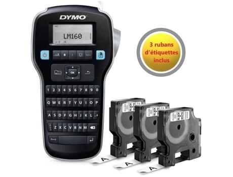 Labelmanager Impresora de etiquetas portátil, paquete de 160 con 3 rollos de cinta adhesiva, teclado Qwerty D1 DYMO