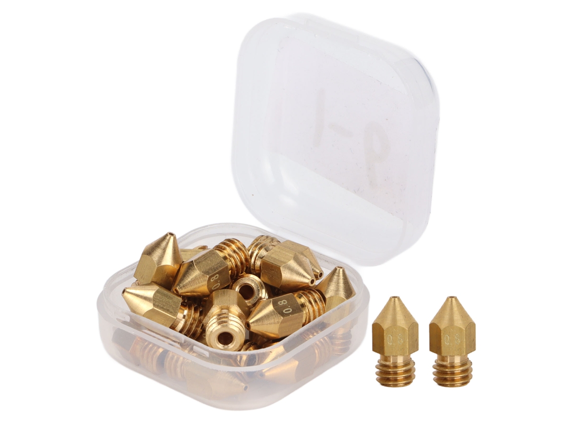 Kit de 20 boquillas MK8 de 1,75 mm con rosca M6 para impresora 3D, con estuche de almacenamiento.