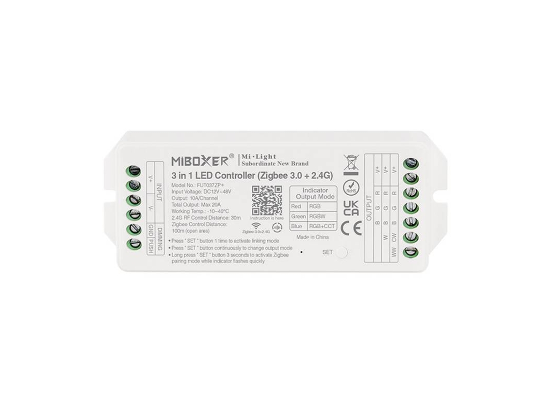 ZigBee + 2.4G RF controlador DC12-48V - 3 en 1 RGB+RGBW+RGBCCT