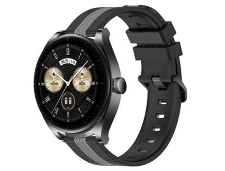 Correa de reloj inteligente para Huawei Watch Buds Correa de reloj de silicona vertical bicolor de 22 mm (negro + gris)