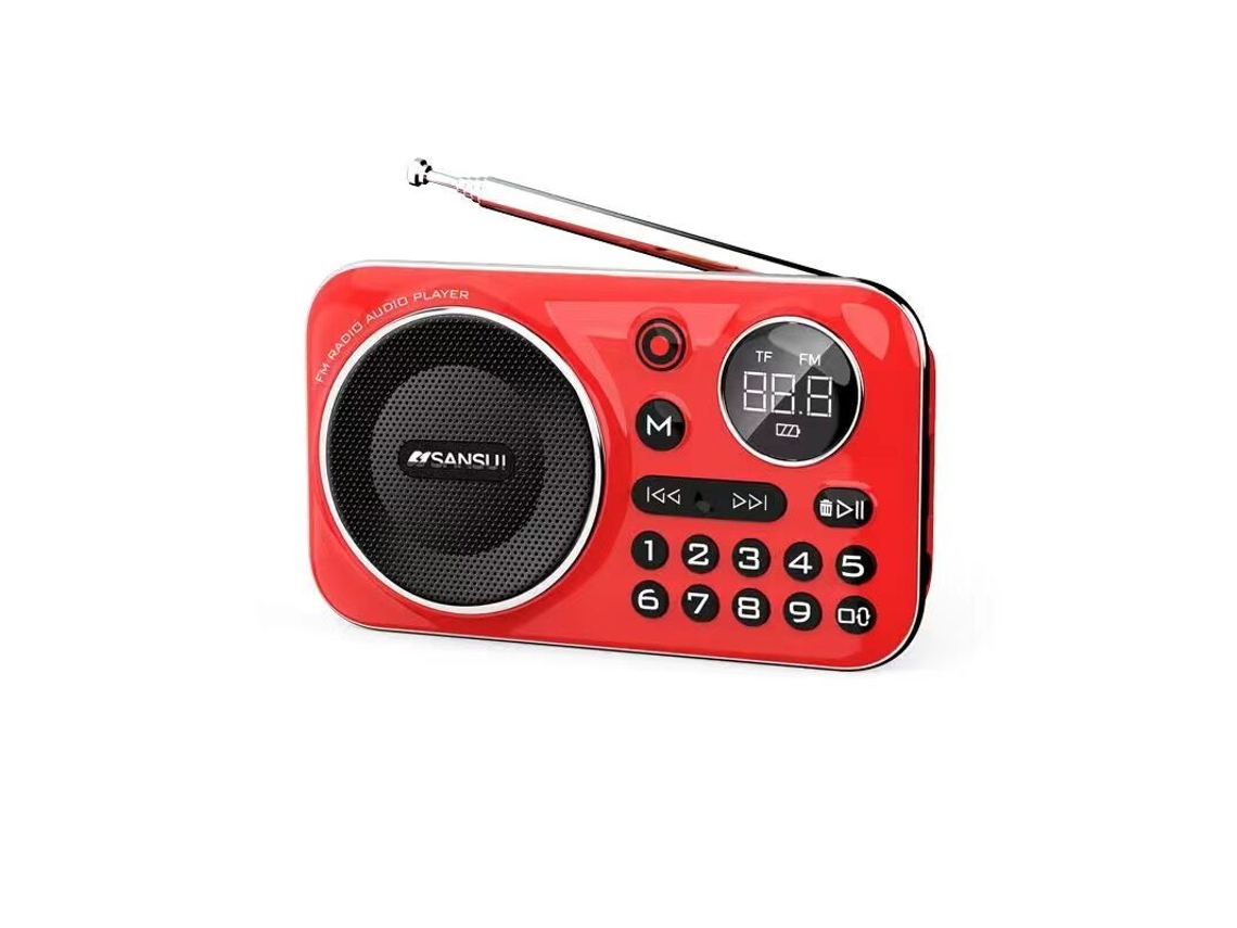 (rojo) Radio Fm Bluetooth 5.0 Altavoz Mini Radio Portátil