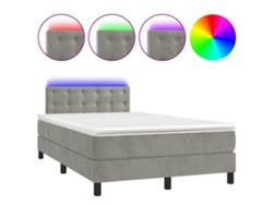 Maison Exclusive - Cama Box Spring Colchón Y Led Terciopelo Gris Claro 120x200 Cm