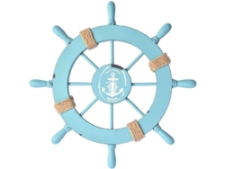 Decoração de Volante de Barco de Madeira Náutico 28cm Parede Beach Arte Decorativa