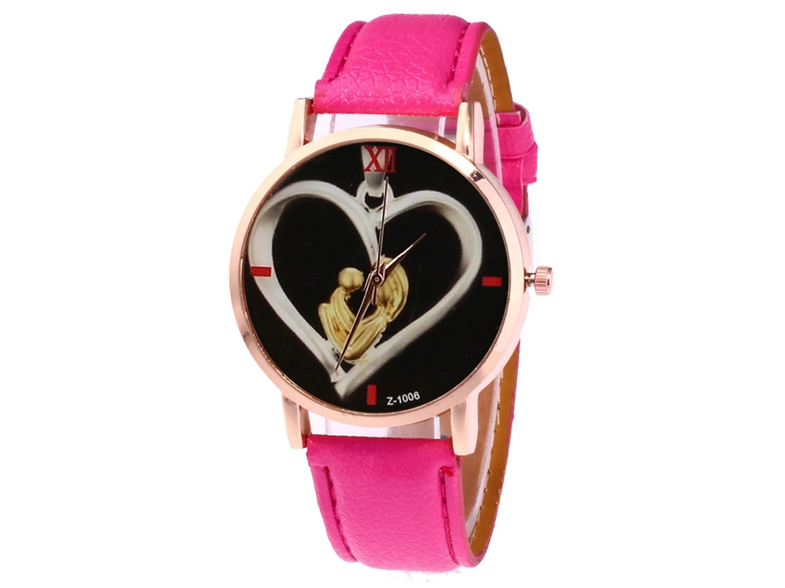 Reloj Analógico De Cuarzo Unisex De Moda Para Hombres, Mujeres Y Estudiantes - Rojo Rosa