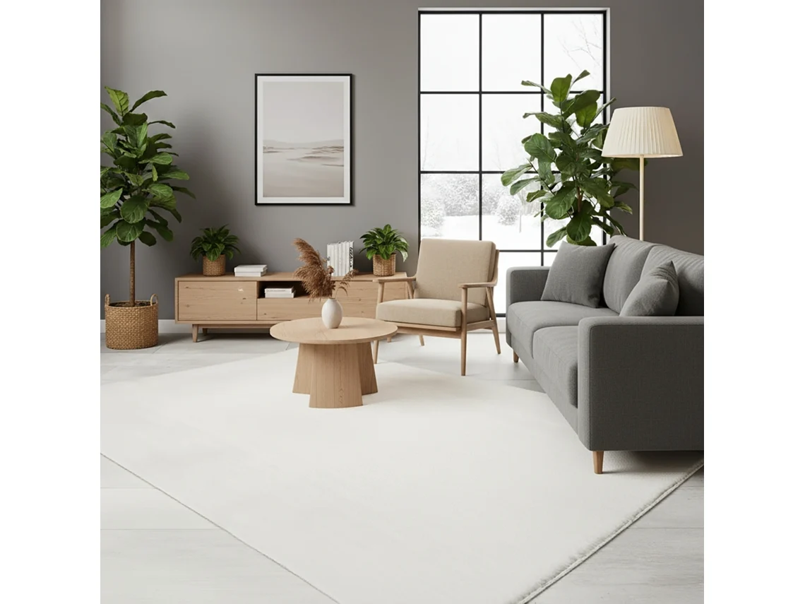 Rugura - Alfombra Salón Moderna Unicolor Lavable Antideslizante Pelo Corto Y Suave 200x290cm Crema