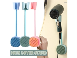 Soporte De Pared Ajustable Para Secador De Pelo, Manos Libres, Azul, Abs Y Silicona, Universal, Fácil Instalación.