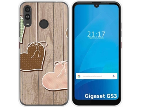Carcasa Gigaset GS3 TUMUNDOSMARTPHONE Corazones Madera Multicolor