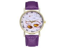 Reloj De Pulsera De Cuarzo Unisex Con Correa De Cuero Pu Patrón Libra Morado Zhoulianfa