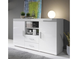 Aparador Manvy 140x80x40 cm Gris y Blanco Brillo Diseño Moderno Fabricado en España Domensino