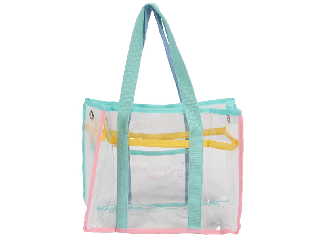 Bolso Grande Transparente De Pvc Impermeable, Versátil Para Viajes Y Playa, Para Mujer - Azul Y Verde