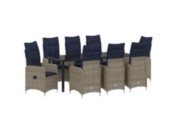 Maison Exclusive - Conjunto De Comedor De Jardín 9 Pcs Negro Ratán Sintético