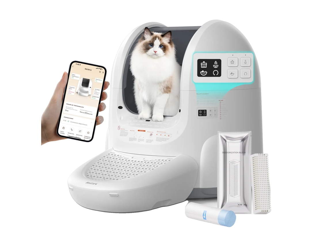 Caja de arena autolimpiante para gatos, monitoreo inteligente, control de olores, Cure 2 OEM