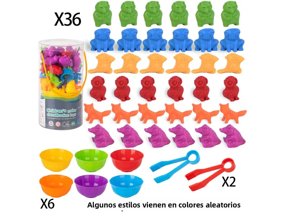 Juego De Conteo Y Combinación De Colores Para Niños, Juguete Aritmético, Modelo De Animal Salvaje, Arcoíris De Goma Suave