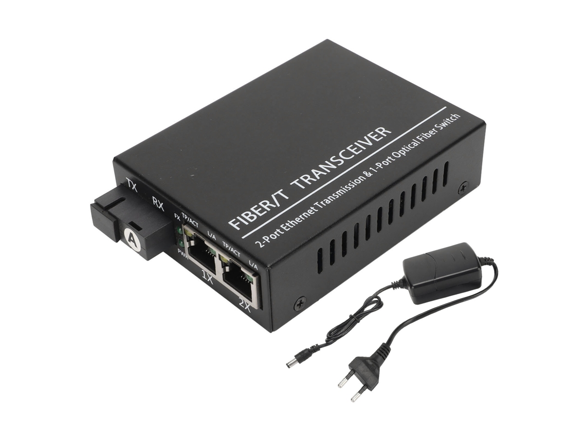 Transceptor De Fibra Monomodo Tx1310nm/rx1550nm Con Puerto Rj45 Y Enchufe Europeo 100-240v