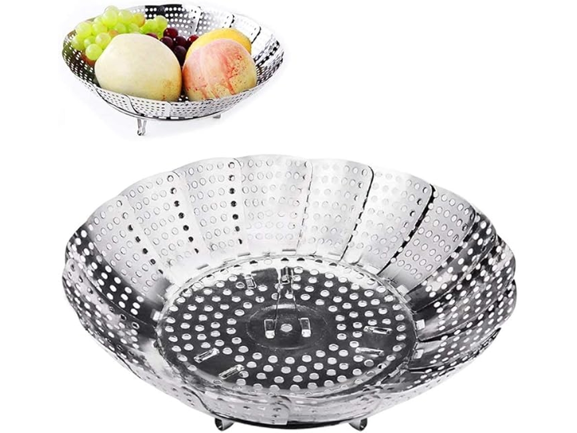 Vaporizador Verduras Plegable Acero Inox, Para Ollas Y Varias Cocinas