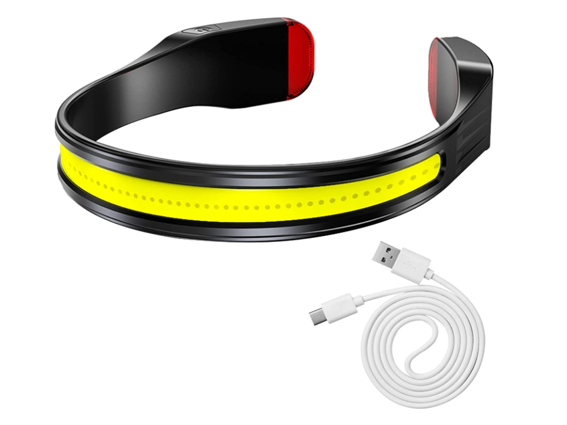 Linterna frontal recargable, linterna frontal USB Chrono Lantern-0011, 400 lúmenes, 3 modos, linterna frontal LED COB ajustable (negro) YIZHOOD