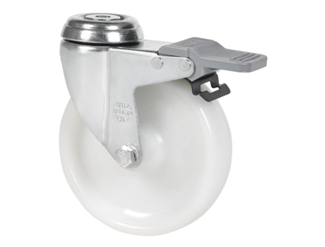 Rueda giratora agujero m12 freno 20bhafd100-ut poliamix blanco eje liso ALEX