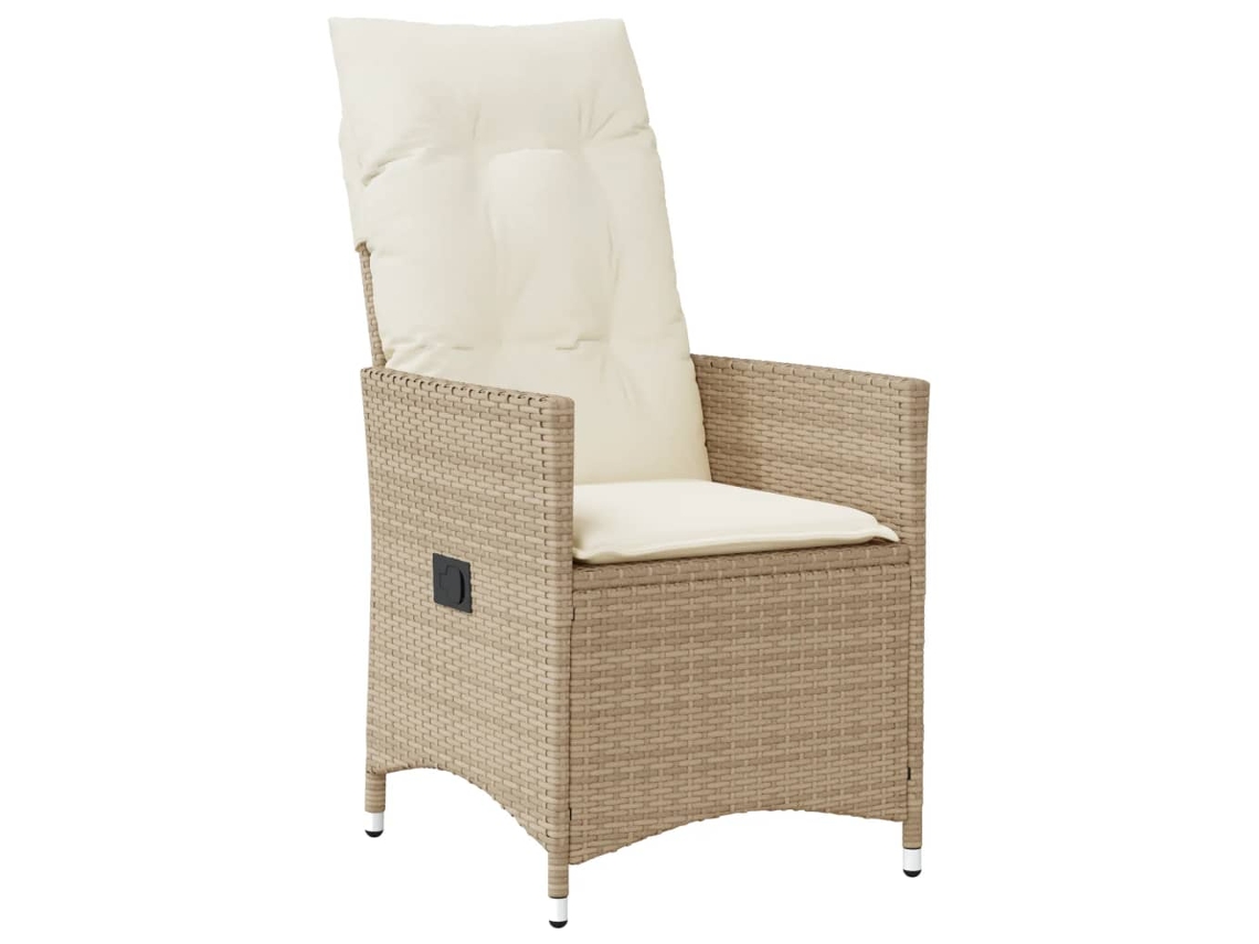 Maison Exclusive - Silla de jardín reclinable con cojines, mimbre, beige