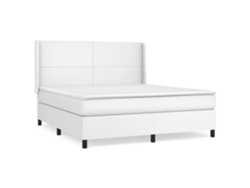 Maison Exclusive - Cama Box Spring Con Colchón Cuero Sintético Blanco 160x200 Cm