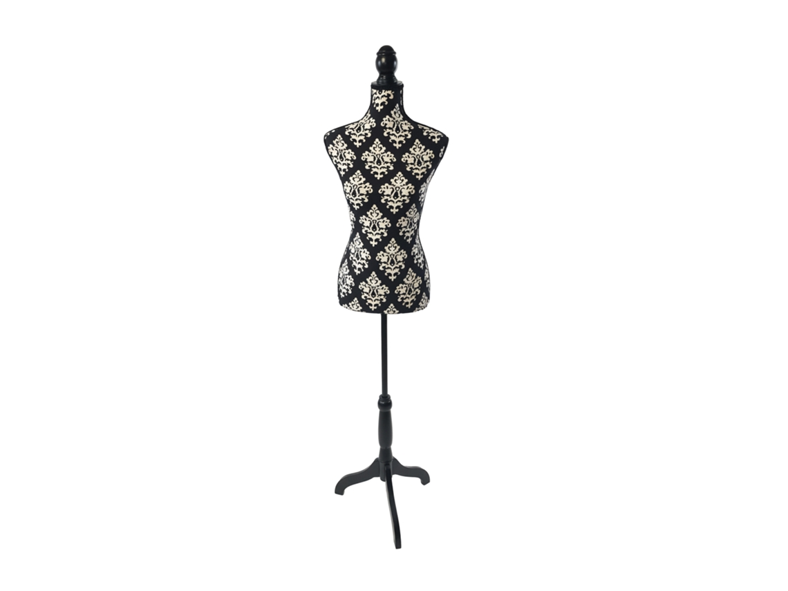 Maniquí Relaxdays, Mujer, Talla 36/38, Altura Regulable 130–167 Cm, Base De Madera, Para Costura, Blanco Y Negro