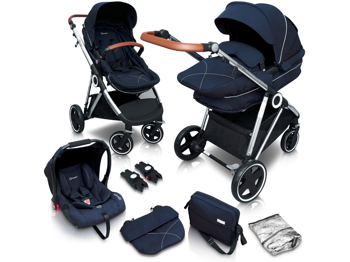 Cochecito Babygo Halime Blue 3 en 1 (chasis plateado)