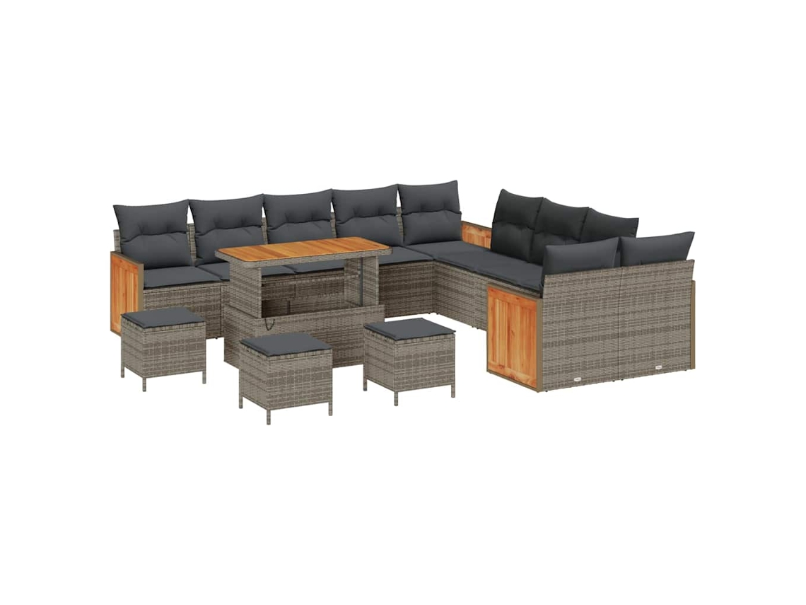Maison Exclusive - Conjunto De Sofás De Jardín Con Cojín 14 Pcs Gris