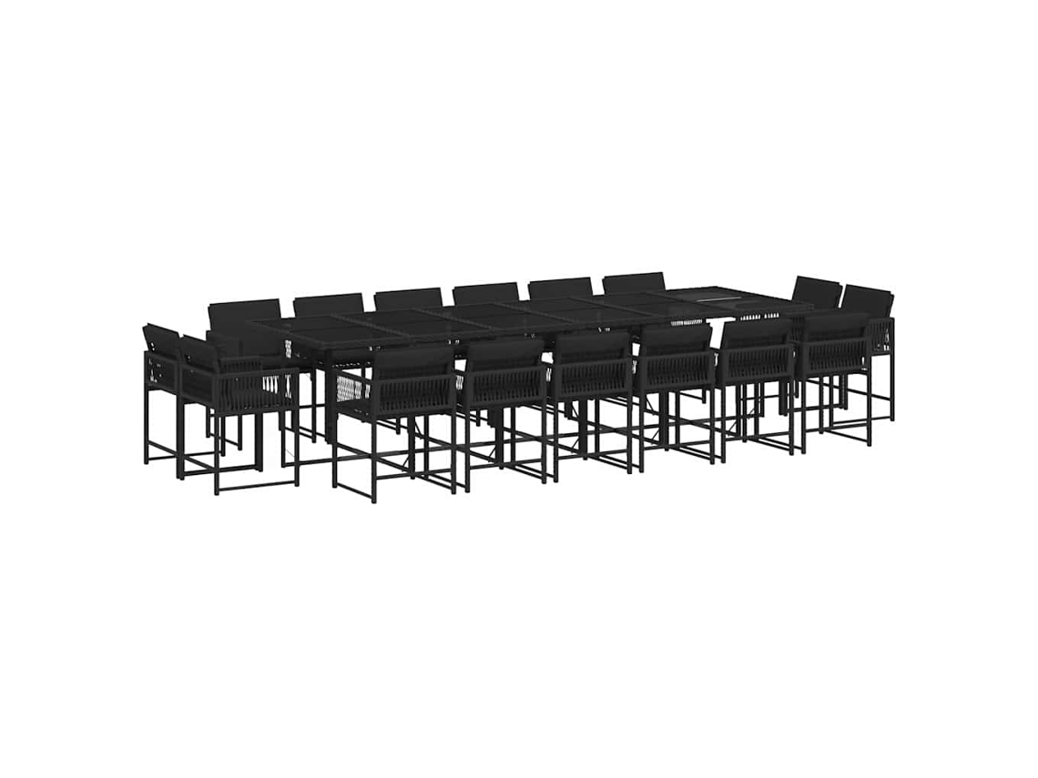 Maison Exclusive - Set De Muebles Jardín 17 Pzas Con Cojines Ratán Sintético Negro