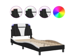 Maison Exclusive - Estructura De Cama Viana Con Led Sin Colchón Negro Blanco 80x200 Cm