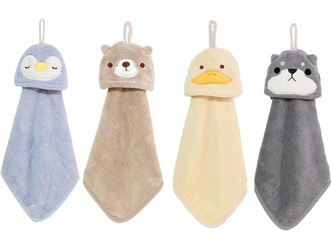 Kit De 4 Toalhas De Mão Absorventes Com Orifício Para Pendurar, Feitas De Algodão, Ideais Para Cozinha E Banheiro,