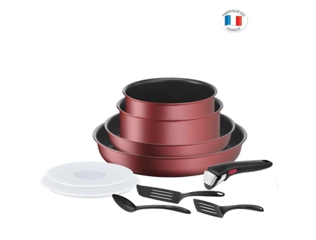 Tefal L3989502 Ingenio Chef Daily Rouge Surpresa Conjunto de 10 peças, não -palito, todas as luzes, incluindo indução