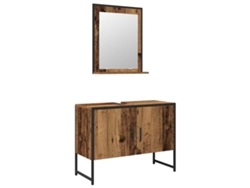 Conjunto de muebles de baño con puerta, marrón, 2 piezas, MAISON EXCLUSIVE