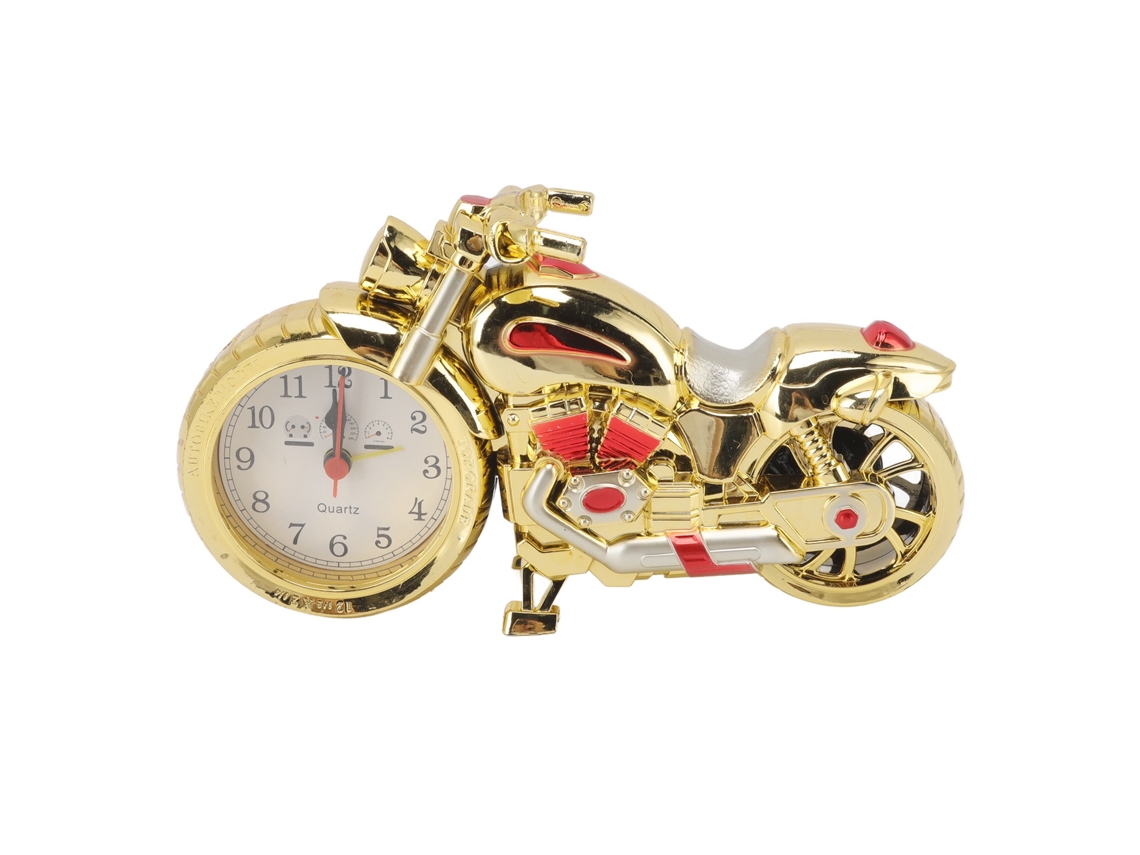 Reloj despertador infantil antiguo, con diseño de motocicleta, oro de 168 quilates.