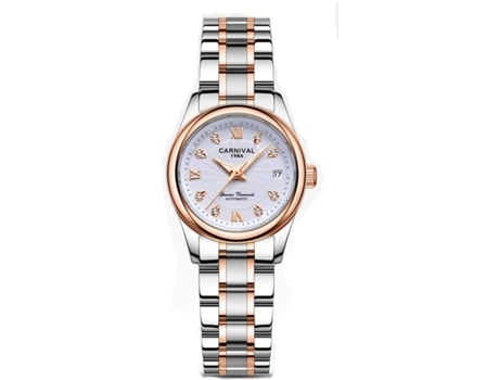 VEANXIN Reloj de pulsera automático para mujer mecánico resistente al agua con cristal de zafiro-plata rosa oro blanco
