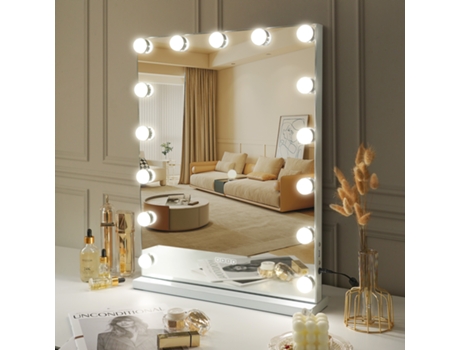 Espejo De Maquillaje De Bluetooth Hollywood Con Luces Con Carga Usb - De Pie 60 Cm-Pared FENCHILIN