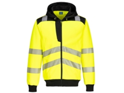 Sudadera con capucha y cremallera de alta visibilidad Portwest Pw3 / Amarillo y negro / M