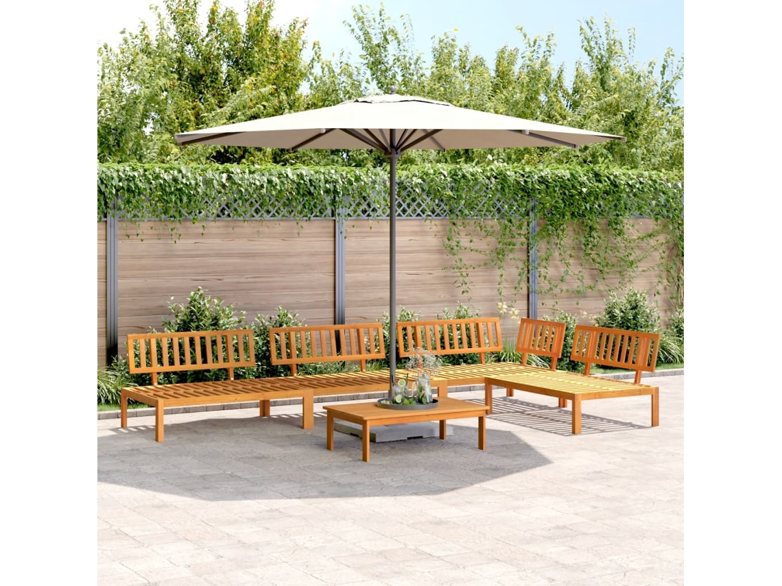 Juego de 5 muebles de palets para jardín de madera maciza de acacia, DKD Home Decor