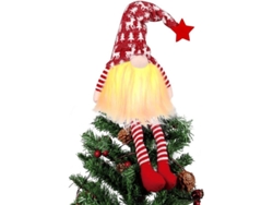 Adorno De Cima Para Árbol De Navidad Con Luces Led Gnomo De Peluche 35cm Decoración Navideña