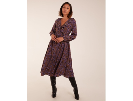 Vestido de Mujer BLUE VANILLA Ruffle Wrap Midi Poliéster Marrón (12)