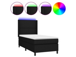 Maison Exclusive - Cama Box Spring Colchón Y Luces Led Tela Negro 90x200 Cm