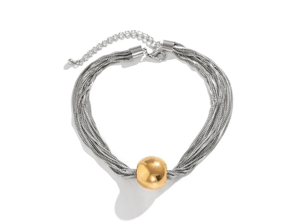 Collar De Mujer Moderno Con Diseño Retorcido En Capas Y Bola Grande Ccb Talla Única 4841