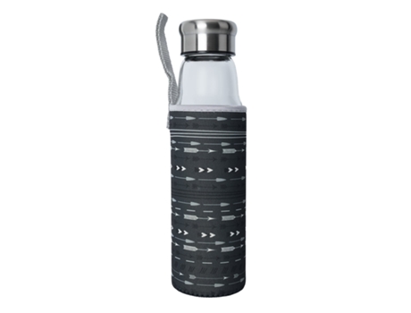 IRIS Boho Botella de Agua 055L En Vidrio Con Funda Neopreno Negro