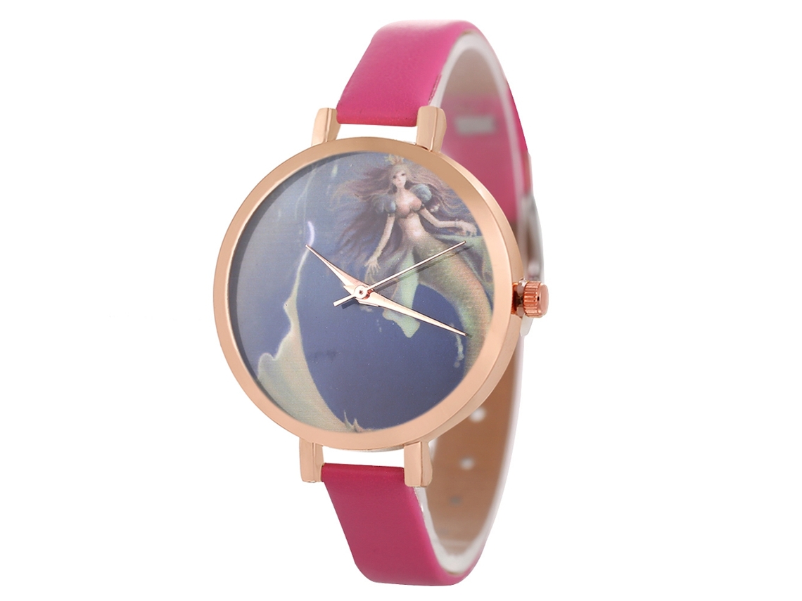 Reloj De Pulsera Analógico De Cuarzo Para Mujer Con Esfera Redonda, Color Rosa.